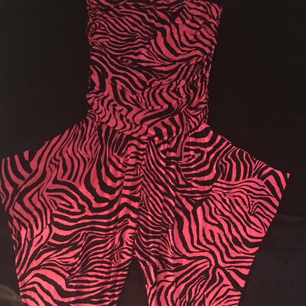 Jumpsuit zebra hot pink and black
